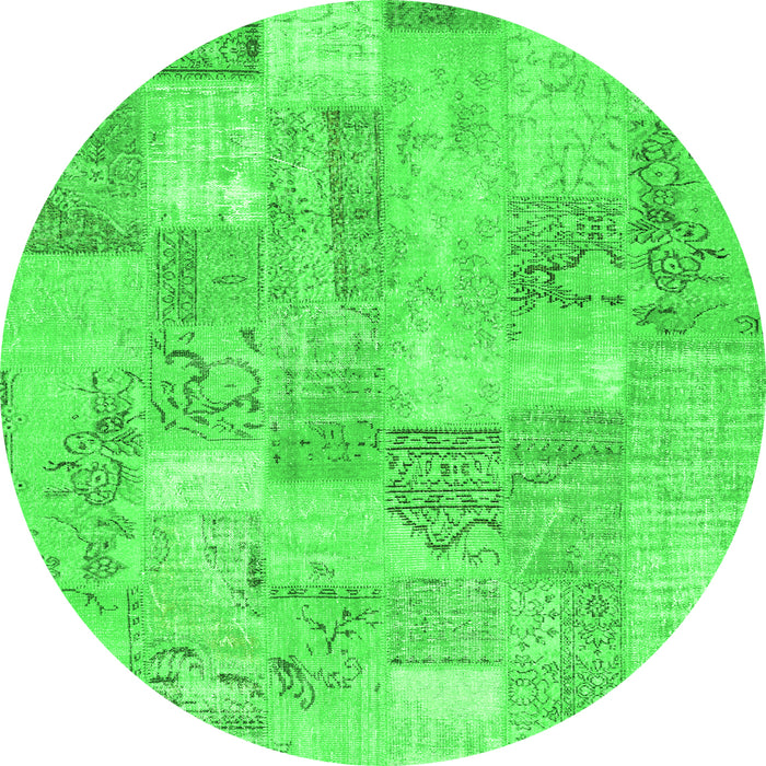 Machine Washable Patchwork Green Transitional Area Rugs, wshcon2696grn