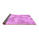 Sideview of Patchwork Purple Transitional Rug, con2696pur