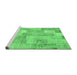 Sideview of Machine Washable Patchwork Emerald Green Transitional Area Rugs, wshcon2696emgrn