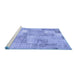 Sideview of Machine Washable Patchwork Blue Transitional Rug, wshcon2696blu