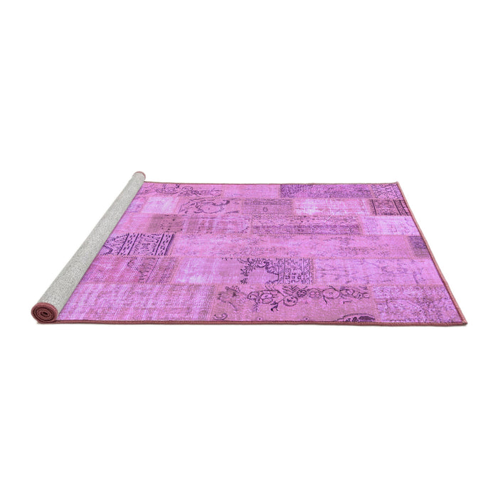 Sideview of Machine Washable Patchwork Purple Transitional Area Rugs, wshcon2696pur