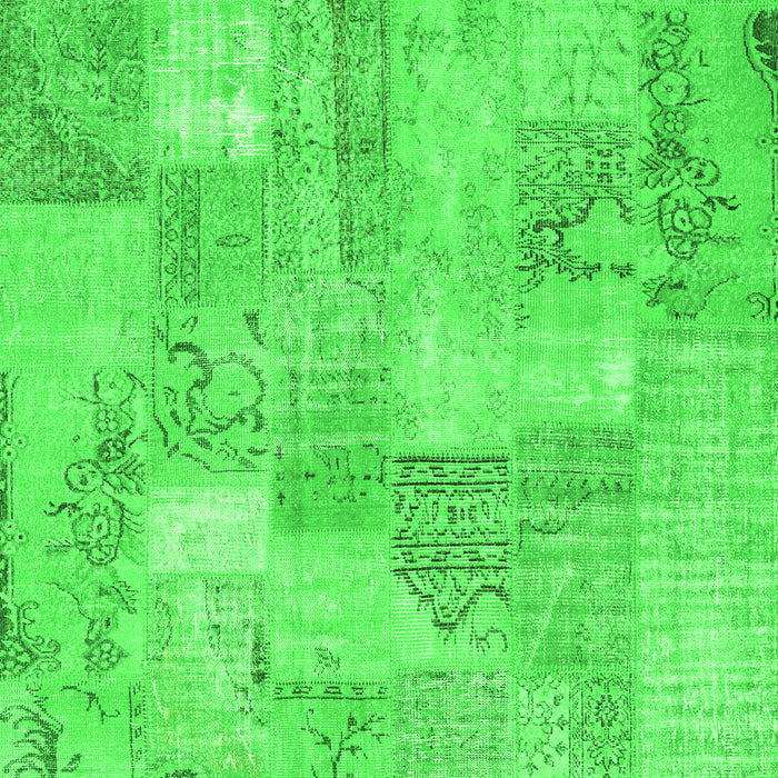 Serging Thickness of Machine Washable Patchwork Green Transitional Area Rugs, wshcon2696grn