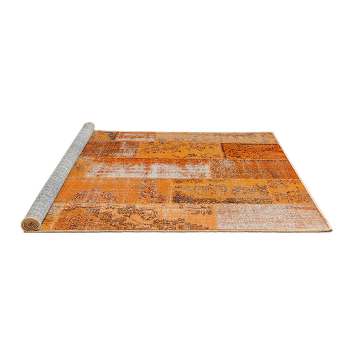 Serging Thickness of Machine Washable Contemporary Orange Red Rug, wshcon2697