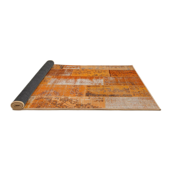 Thickness of Contemporary Orange Red Patchwork Rug, con2697