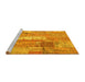 Sideview of Machine Washable Patchwork Yellow Transitional Rug, wshcon2697yw