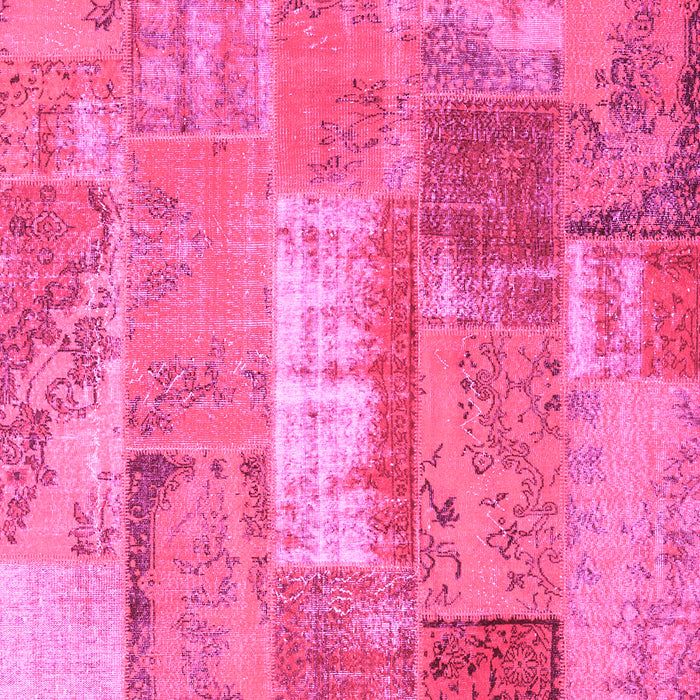 Machine Washable Patchwork Pink Transitional Rug, wshcon2697pnk
