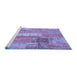 Sideview of Machine Washable Patchwork Blue Transitional Rug, wshcon2697blu