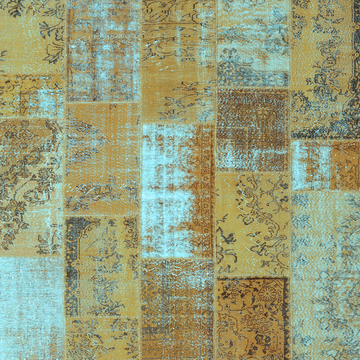 Square Patchwork Light Blue Transitional Rug, con2697lblu