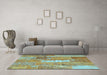 Machine Washable Patchwork Light Blue Transitional Rug in a Living Room, wshcon2697lblu