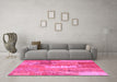 Machine Washable Patchwork Pink Transitional Rug in a Living Room, wshcon2697pnk