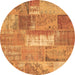 Round Patchwork Brown Transitional Rug, con2697brn