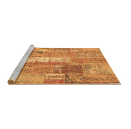 Sideview of Machine Washable Patchwork Brown Transitional Rug, wshcon2697brn