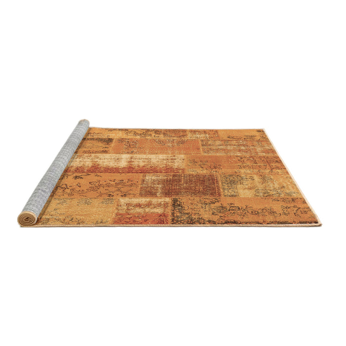 Sideview of Machine Washable Patchwork Brown Transitional Rug, wshcon2697brn