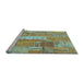 Sideview of Machine Washable Patchwork Light Blue Transitional Rug, wshcon2697lblu