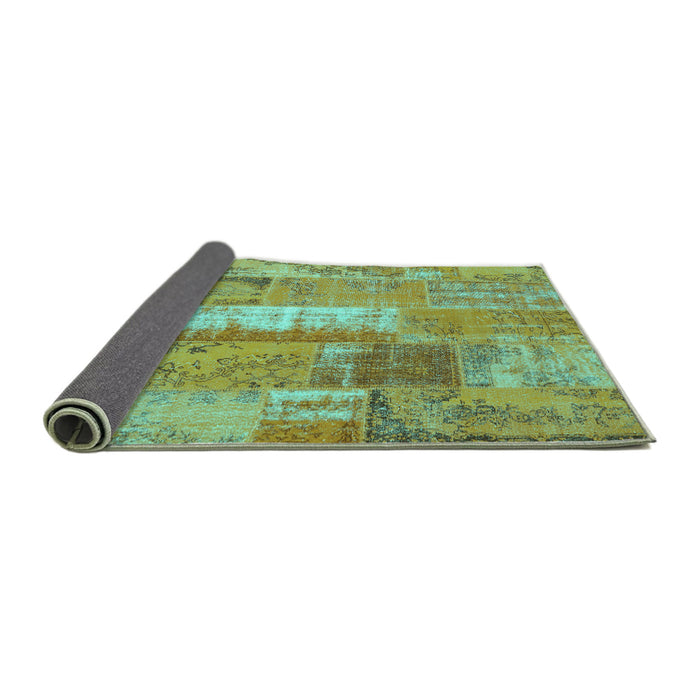 Sideview of Patchwork Turquoise Transitional Rug, con2697turq