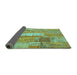 Sideview of Patchwork Turquoise Transitional Rug, con2697turq