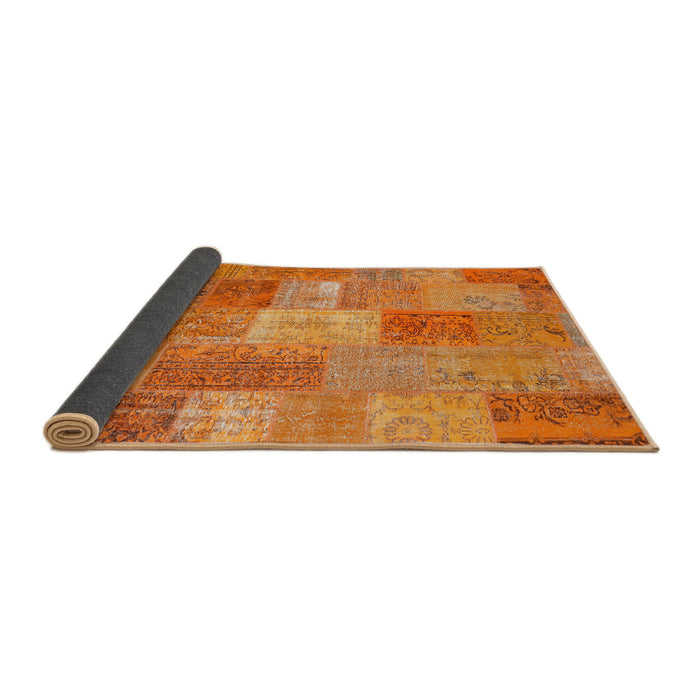 Thickness of Contemporary Orange Patchwork Rug, con2698