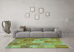 Machine Washable Patchwork Turquoise Transitional Area Rugs in a Living Room,, wshcon2698turq