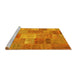 Sideview of Machine Washable Patchwork Yellow Transitional Rug, wshcon2698yw