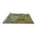 Sideview of Machine Washable Patchwork Light Blue Transitional Rug, wshcon2698lblu