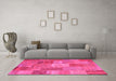 Machine Washable Patchwork Pink Transitional Rug in a Living Room, wshcon2698pnk