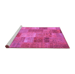 Sideview of Machine Washable Patchwork Purple Transitional Area Rugs, wshcon2698pur