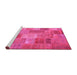 Sideview of Machine Washable Patchwork Pink Transitional Rug, wshcon2698pnk