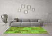 Machine Washable Patchwork Green Transitional Area Rugs in a Living Room,, wshcon2698grn
