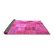 Sideview of Patchwork Purple Transitional Rug, con2698pur