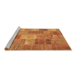 Sideview of Machine Washable Patchwork Brown Transitional Rug, wshcon2698brn
