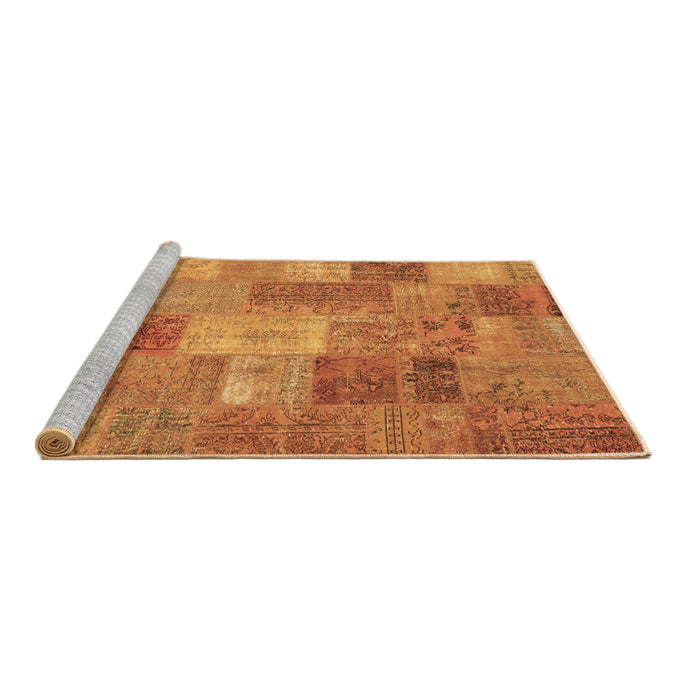 Sideview of Machine Washable Patchwork Brown Transitional Rug, wshcon2698brn