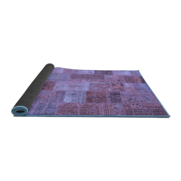 Sideview of Patchwork Blue Transitional Rug, con2698blu
