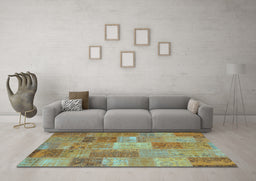 Machine Washable Patchwork Light Blue Transitional Rug in a Living Room, wshcon2698lblu