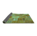 Sideview of Patchwork Turquoise Transitional Rug, con2698turq