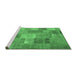 Sideview of Machine Washable Patchwork Emerald Green Transitional Area Rugs, wshcon2698emgrn