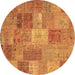 Round Patchwork Brown Transitional Rug, con2698brn