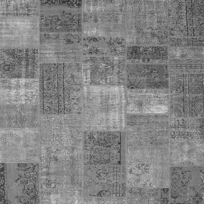 Round Machine Washable Patchwork Gray Transitional Rug, wshcon2698gry