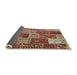 Thickness of Contemporary Brown Red Patchwork Rug, con2699