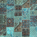 Square Patchwork Light Blue Transitional Rug, con2699lblu