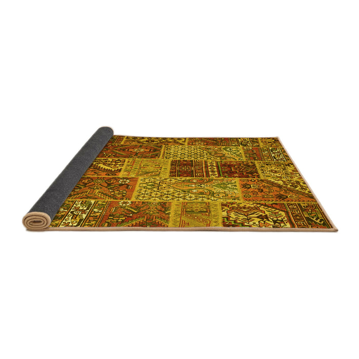 Sideview of Patchwork Yellow Transitional Rug, con2699yw