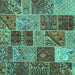 Square Patchwork Turquoise Transitional Rug, con2699turq