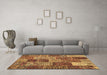 Machine Washable Patchwork Brown Transitional Rug in a Living Room,, wshcon2699brn