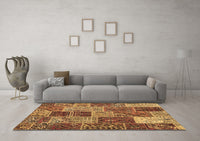 Machine Washable Patchwork Brown Transitional Rug, wshcon2699brn