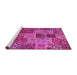 Sideview of Machine Washable Patchwork Pink Transitional Rug, wshcon2699pnk