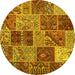 Round Patchwork Yellow Transitional Rug, con2699yw