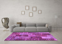 Machine Washable Patchwork Purple Transitional Rug, wshcon2699pur