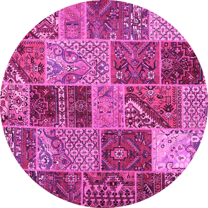 Round Patchwork Pink Transitional Rug, con2699pnk