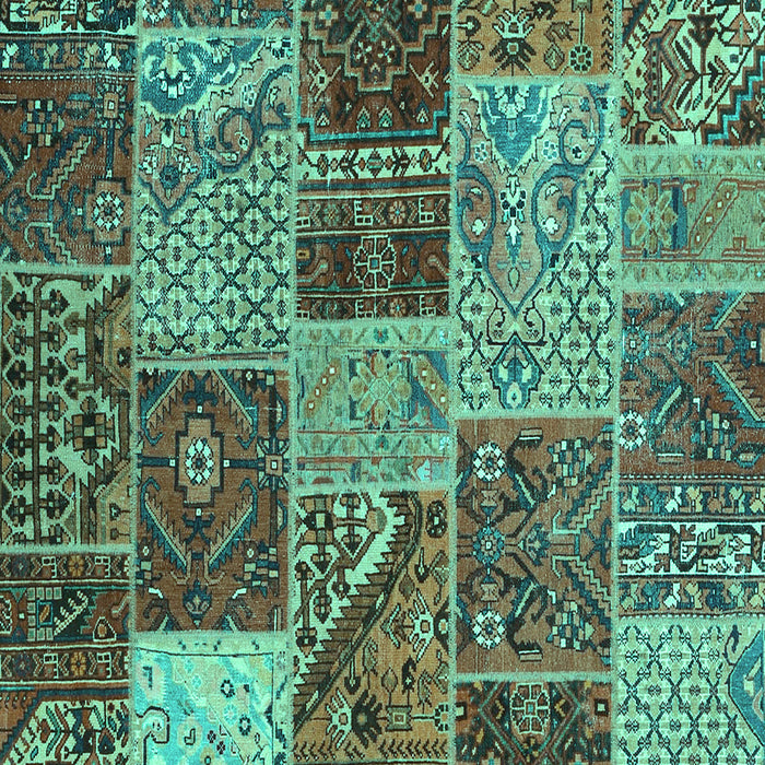 Machine Washable Patchwork Turquoise Transitional Area Rugs, wshcon2699turq