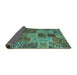 Sideview of Patchwork Turquoise Transitional Rug, con2699turq