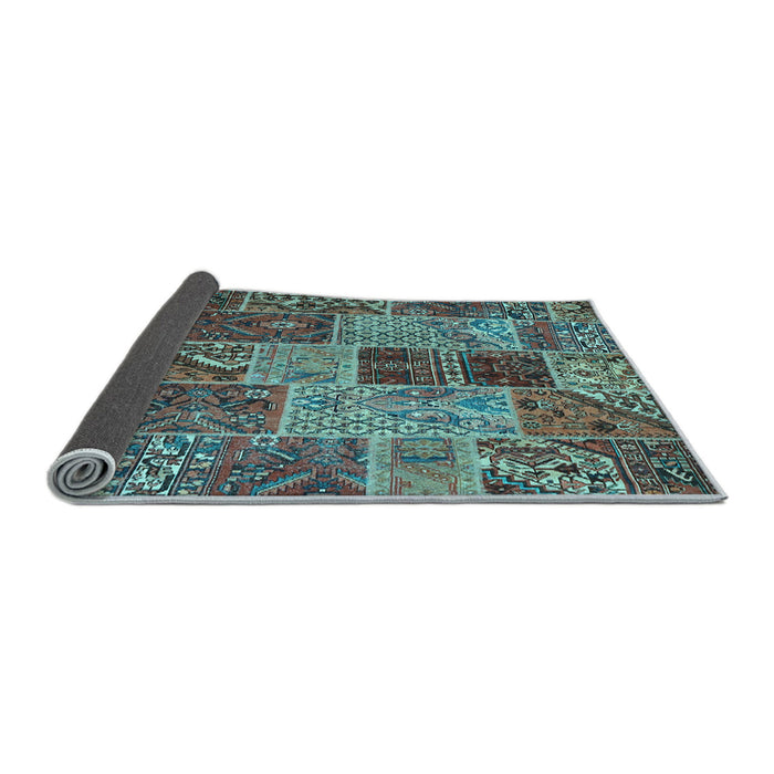 Sideview of Patchwork Light Blue Transitional Rug, con2699lblu